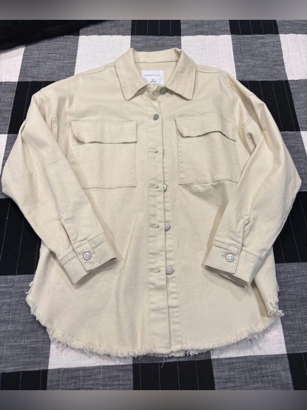 Celebrity Pink Cream Button-Front Shacket with Chest Pockets